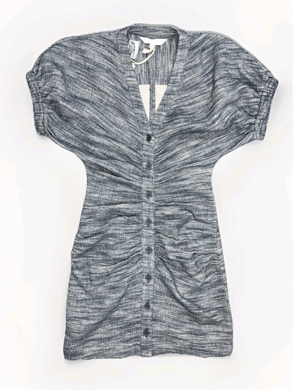 Soft Joie V-Neck  Short Sleeve Alora Ruched Button-Front Mini Dress Petite NWT